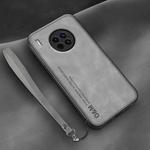 For Huawei Mate 30 Pro Lamba Skin Feel Leather Back Phone Case with Strap(Space Grey)