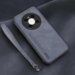 For Huawei Mate 40 Lamba Skin Feel Leather Back Phone Case with Strap(Blue)