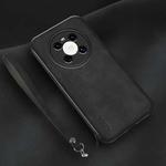 For Huawei Mate 40 Lamba Skin Feel Leather Back Phone Case with Strap(Black)