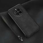 For Huawei Mate 50 Lamba Skin Feel Leather Back Phone Case with Strap(Black)