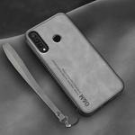 For Huawei nova 4e Lamba Skin Feel Leather Back Phone Case with Strap(Space Grey)