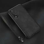 For Huawei nova 6 5G Lamba Skin Feel Leather Back Phone Case with Strap(Black)