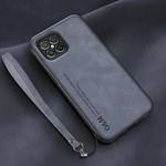 For Huawei nova 8 SE Lamba Skin Feel Leather Back Phone Case with Strap(Blue)