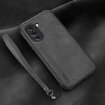 For Huawei nova 10 Pro Lamba Skin Feel Leather Back Phone Case with Strap(Dark Grey)