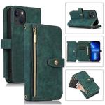 For iPhone 13 Dream 9-Card Wallet Zipper Bag Leather Phone Case(Green)