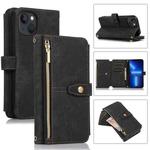 For iPhone 13 Dream 9-Card Wallet Zipper Bag Leather Phone Case(Black)