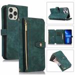 For iPhone 13 Pro Dream 9-Card Wallet Zipper Bag Leather Phone Case(Green)
