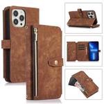 For iPhone 13 Pro Dream 9-Card Wallet Zipper Bag Leather Phone Case(Brown)