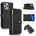 For iPhone 13 Pro Max Dream 9-Card Wallet Zipper Bag Leather Phone Case(Black)