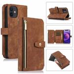 For iPhone 12 mini Dream 9-Card Wallet Zipper Bag Leather Phone Case(Brown)