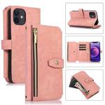 For iPhone 12 mini Dream 9-Card Wallet Zipper Bag Leather Phone Case(Pink)