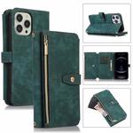 For iPhone 12 Pro Dream 9-Card Wallet Zipper Bag Leather Phone Case(Green)