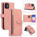 For iPhone 11 Dream 9-Card Wallet Zipper Bag Leather Phone Case(Pink)