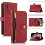 For iPhone X / XS Dream 9-Card Wallet Zipper Bag Leather Phone Case(Red)
