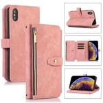 For iPhone X / XS Dream 9-Card Wallet Zipper Bag Leather Phone Case(Pink)