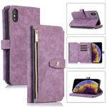 For iPhone X / XS Dream 9-Card Wallet Zipper Bag Leather Phone Case(Purple)