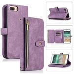 For iPhone 7 Plus / 8 Plus Dream 9-Card Wallet Zipper Bag Leather Phone Case(Purple)
