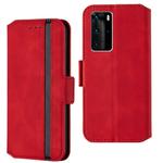 For Huawei P40 Pro Vintage Matte Oil-edge Horizontal Flip Leather Case with Bracket & Card Slots(Red)