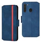 For Galaxy A21 Vintage Matte Oil-edge Horizontal Flip Leather Case with Bracket & Card Slots(Blue)