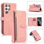 For Samsung Galaxy S22 Ultra 5G Dream 9-Card Wallet Zipper Bag Leather Phone Case(Pink)