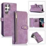 For Samsung Galaxy S22 Ultra 5G Dream 9-Card Wallet Zipper Bag Leather Phone Case(Purple)