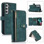 For Samsung Galaxy S21 5G Dream 9-Card Wallet Zipper Bag Leather Phone Case(Green)