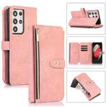 For Samsung Galaxy S21 Ultra 5G Dream 9-Card Wallet Zipper Bag Leather Phone Case(Pink)