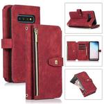 For Samsung Galaxy S10 Dream 9-Card Wallet Zipper Bag Leather Phone Case(Red)