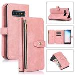 For Samsung Galaxy S10 Dream 9-Card Wallet Zipper Bag Leather Phone Case(Pink)