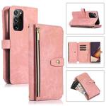For Samsung Galaxy Note20 Dream 9-Card Wallet Zipper Bag Leather Phone Case(Pink)