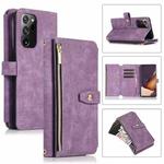 For Samsung Galaxy Note20 Dream 9-Card Wallet Zipper Bag Leather Phone Case(Purple)