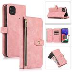 For Samsung Galaxy A22 5G Dream 9-Card Wallet Zipper Bag Leather Phone Case(Pink)