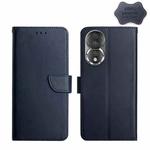 For Honor 80 HT02 Genuine Leather Fingerprint-proof Flip Phone Case(Blue)