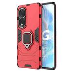 For Honor 80 Pro Shockproof PC + TPU Phone Case with Magnetic Ring Holder(Red)