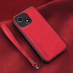 For Honor Play 30 Lamba Skin Feel Leather Back Phone Case with Strap(Red)