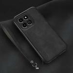 For Honor Play 30M Lamba Skin Feel Leather Back Phone Case with Strap(Black)