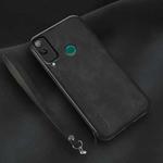 For Honor Play 4T Lamba Skin Feel Leather Back Phone Case with Strap(Black)