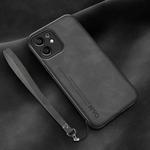 For Honor Play 6T Pro Lamba Skin Feel Leather Back Phone Case with Strap(Dark Grey)