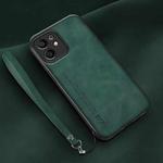 For Honor Play 6T Pro Lamba Skin Feel Leather Back Phone Case with Strap(Deep Green)