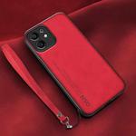 For Honor Play 6T Pro Lamba Skin Feel Leather Back Phone Case with Strap(Red)