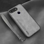 For Honor View 20 Lamba Skin Feel Leather Back Phone Case with Strap(Space Grey)