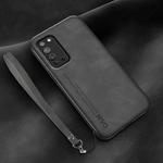 For Honor X10 Lamba Skin Feel Leather Back Phone Case with Strap(Space Grey)