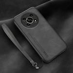 For Honor X30 Lamba Skin Feel Leather Back Phone Case with Strap(Dark Grey)