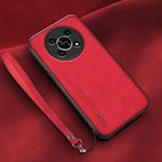 For Honor X30 Lamba Skin Feel Leather Back Phone Case with Strap(Red)