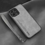 For Honor X30i Lamba Skin Feel Leather Back Phone Case with Strap(Space Grey)