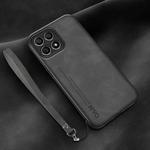 For Honor X30i Lamba Skin Feel Leather Back Phone Case with Strap(Dark Grey)