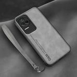For Xiaomi Civi Lamba Skin Feel Leather Back Phone Case with Strap(Space Grey)