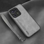 For Xiaomi Mix 4 Lamba Skin Feel Leather Back Phone Case with Strap(Space Grey)