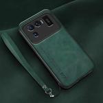 For Xiaomi Mi 11 Ultra Lamba Skin Feel Leather Back Phone Case with Strap(Deep Green)