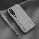 For Xiaomi Mi 10 Pro Lamba Skin Feel Leather Back Phone Case with Strap(Space Grey)